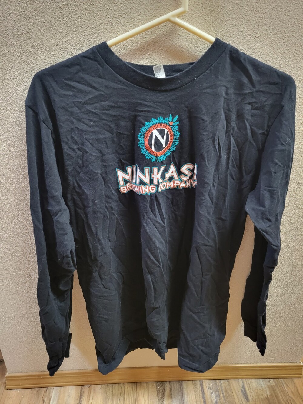 American Apparel Shirt Mens L Black Ninkasi Brewing Co. Long Sleeve Graphic Tee